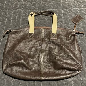 Roots leather duffel bag